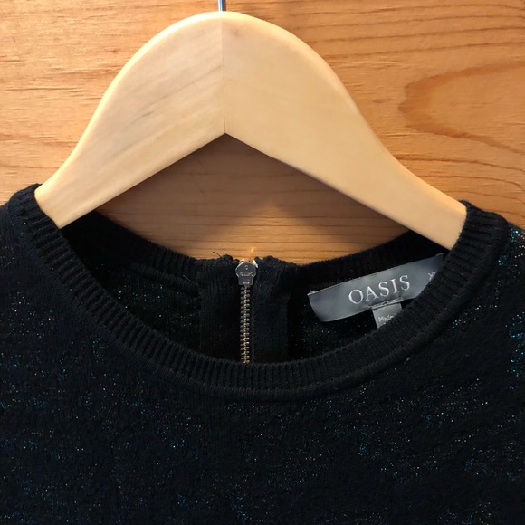 Oasis Black and sparkly green skater dress XS - Picture 7 of 11